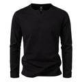 Herren nan langärmeliges Henleyshirt mit Knopfleiste, Rundhalsausschnitt und schlanker Passform R&B
