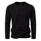 Herren nan langärmeliges Henleyshirt mit Knopfleiste, Rundhalsausschnitt und schlanker Passform R&B