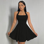 Damen Kleid mit Halterneck und schwingendem Saum R&B