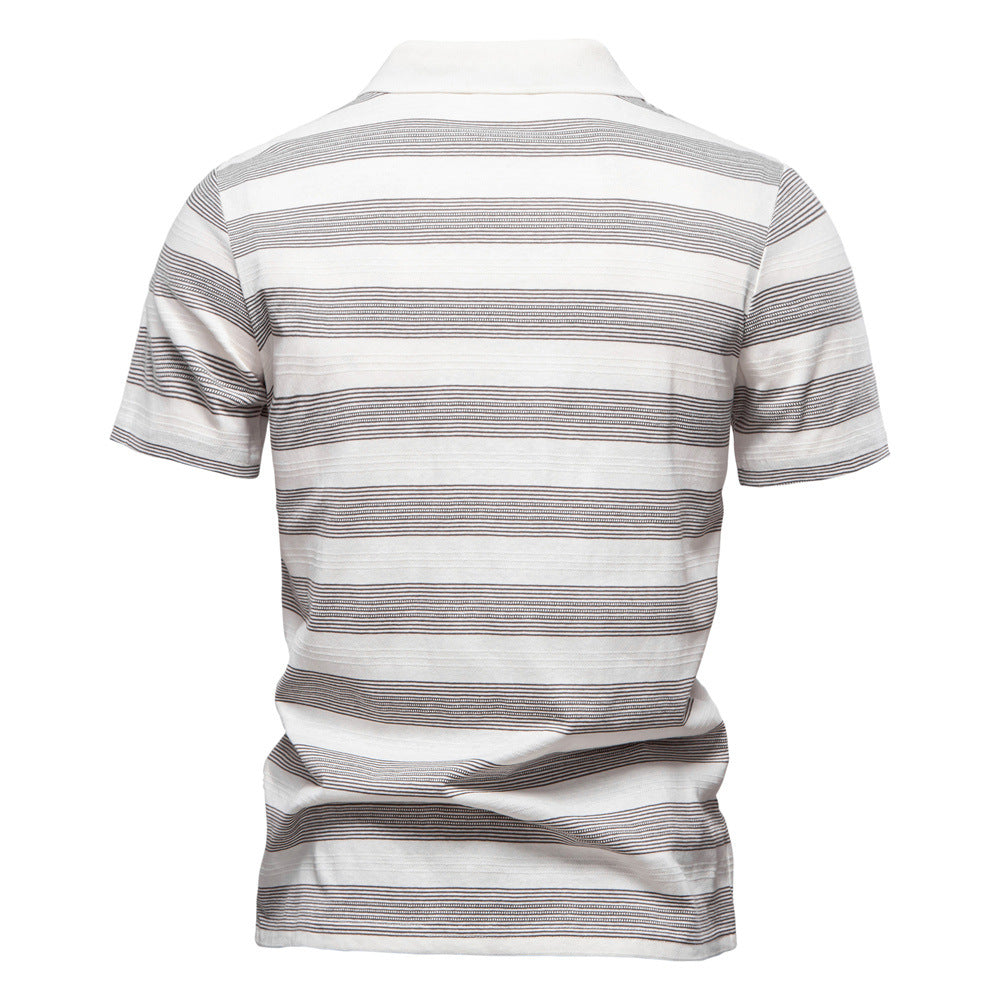 Herren Polo-Shirt mit stylischem V-Ausschnitt und modernem Streifenmuster