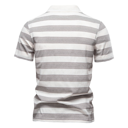 Herren Polo-Shirt mit stylischem V-Ausschnitt und modernem Streifenmuster R&B