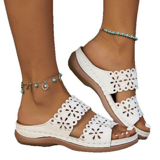 Damen Riemchen-Sandalen mit floralem Cut-Out-Design und ergonomischer Fußbettung R&B