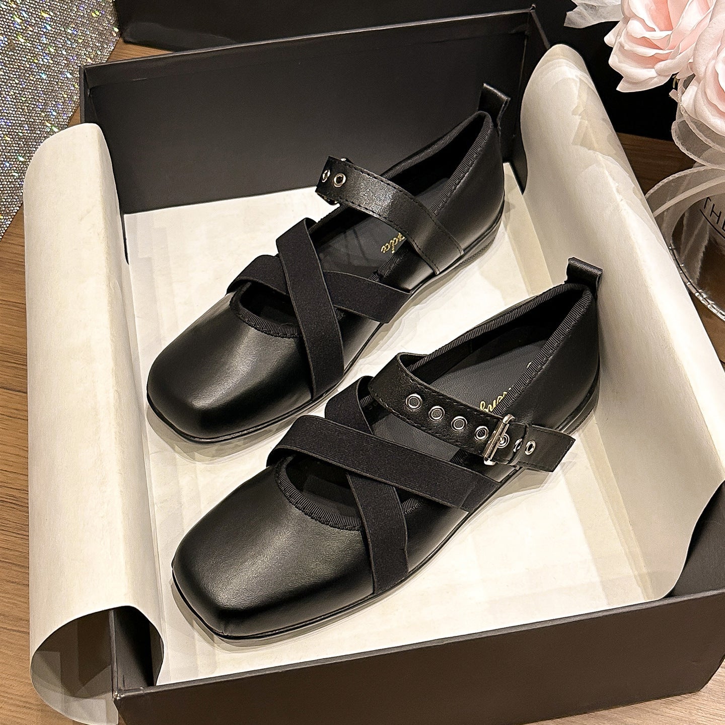 Damen Komfortable Ballerinas mit verstellbarem Riemendesign