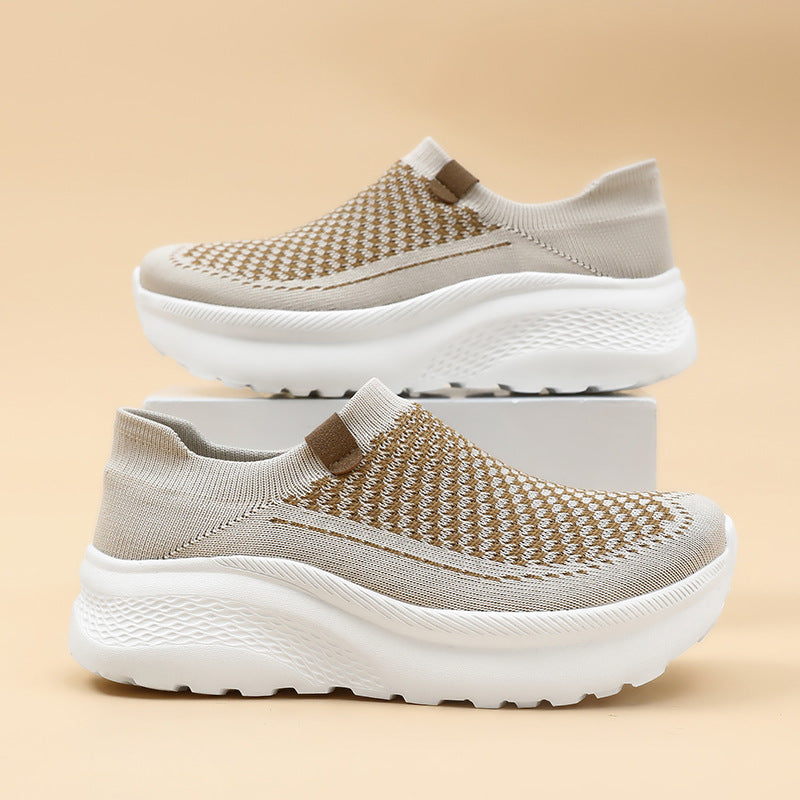 Damen Leichte und atmungsaktive Slip-On Sneakers mit elastischem Schaft