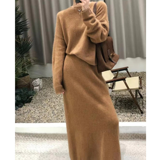 Damen Elegantes Maxikleid mit weichem Strickmaterial und lässigem Schnitt R&B