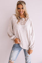 Damen Lässiger Sweatshirt mit Knopfleiste und voluminösen Ärmeln R&B