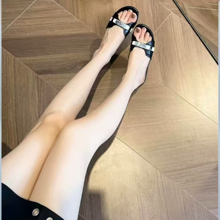Damen elegante Clogs mit modischem Kettenakzent R&B
