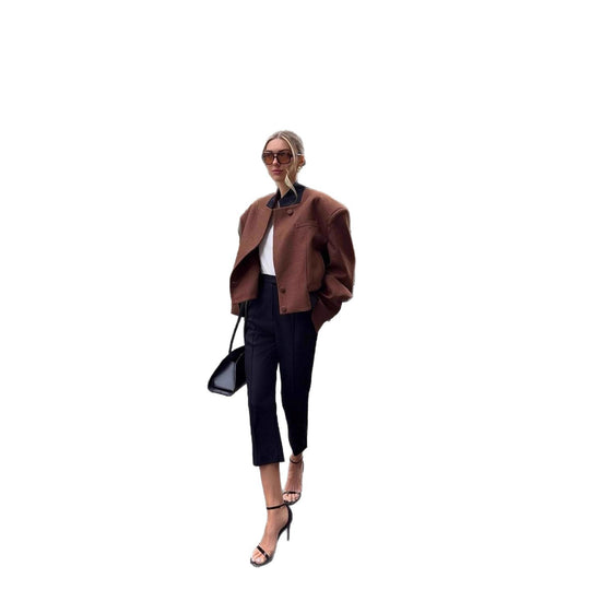 Damen cropped Wolljacke mit elegantem Schnitt R&B