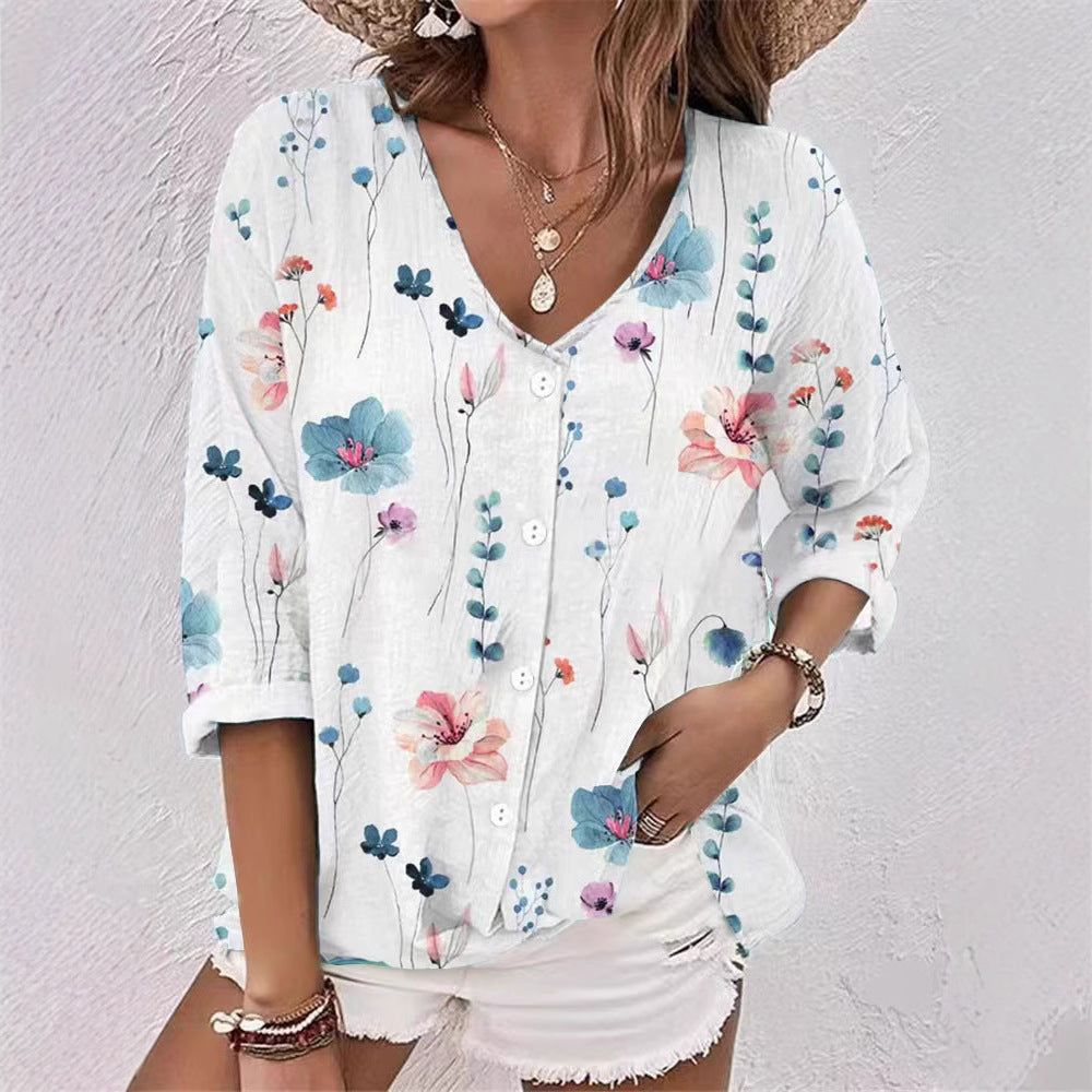 Damen Bluse mit floralem Druck und lässigem Schnitt R&B