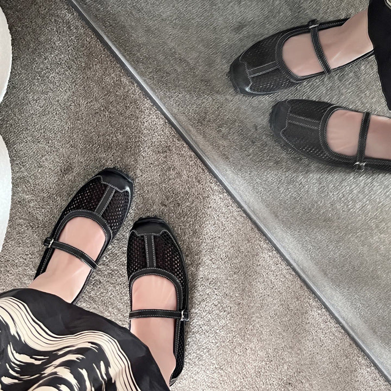 Damen Ballerinas mit elegantem Riemchen und atmungsaktivem Obermaterial