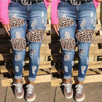 Damen Ripped Skinny Jeans mit Leoparden-Applikationen R&B