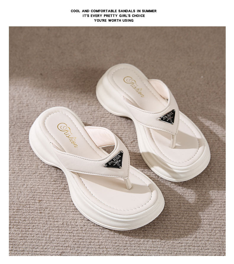 Damen Komfortable Badesandalen mit modischem Absatz und funkelndem Detail R&B