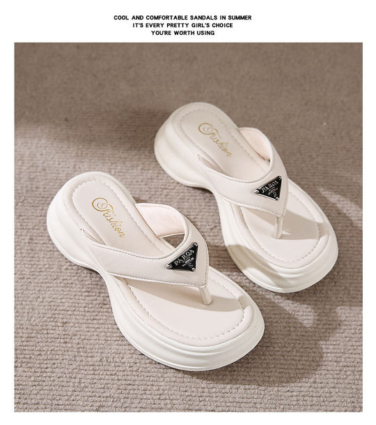 Damen Komfortable Badesandalen mit modischem Absatz und funkelndem Detail R&B