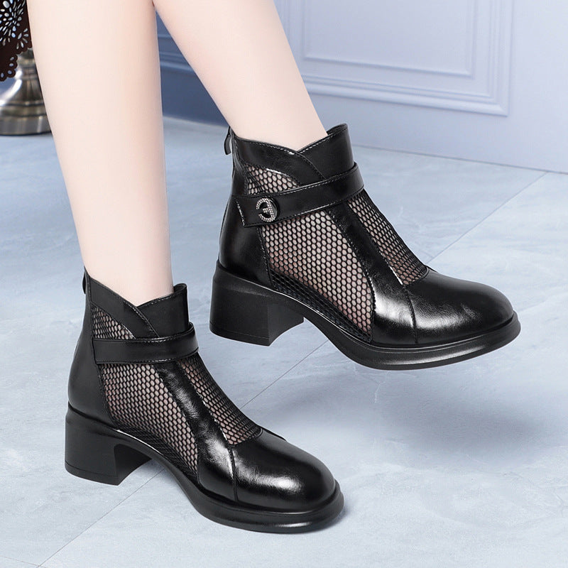 Damen modische Stiefeletten mit stylishem Netzbesatz R&B