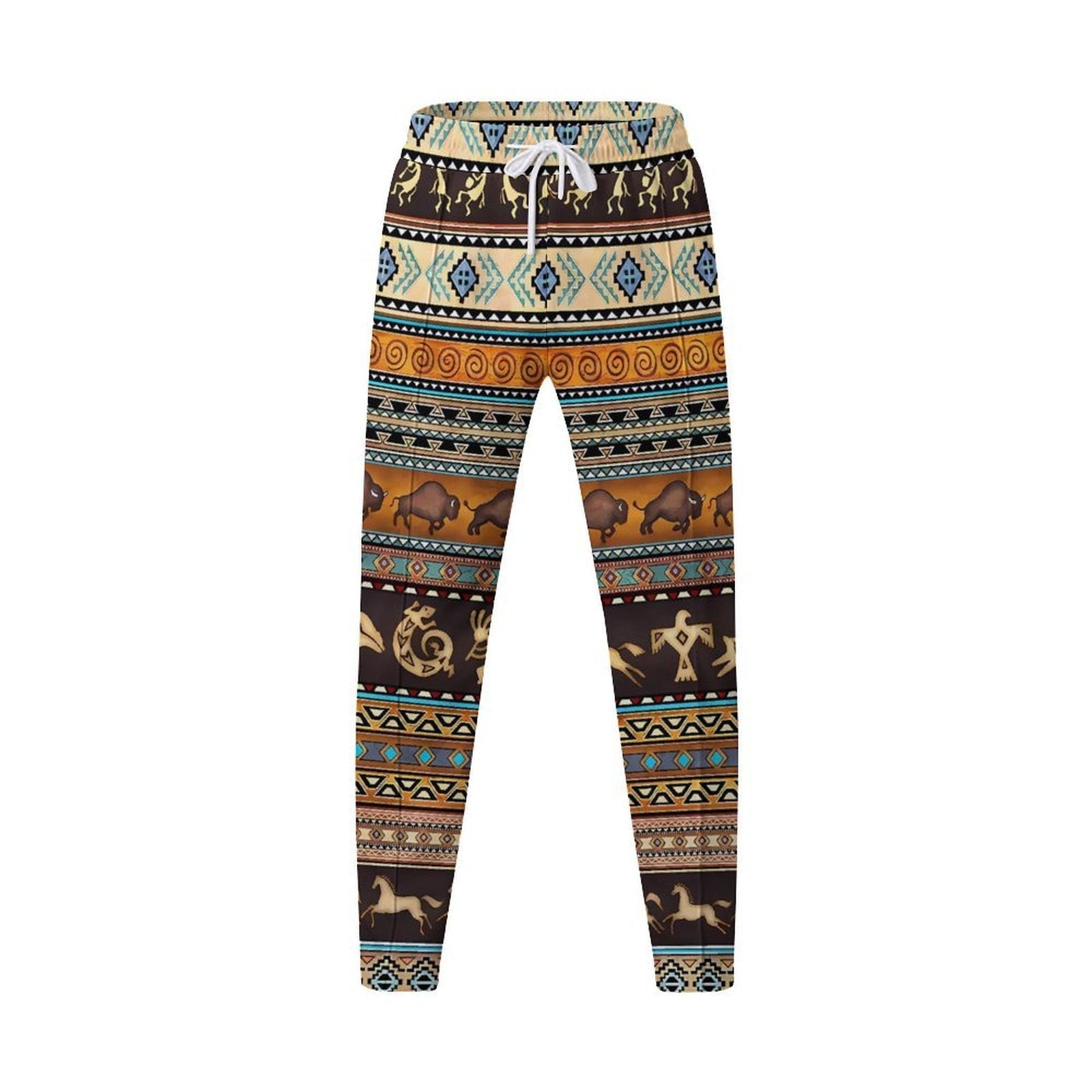Damen modische und bequeme Leggings im Ethno-Stil mit buntem Muster R&B