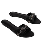 Damen modische Pantoletten mit elegantem Kettendetail R&B