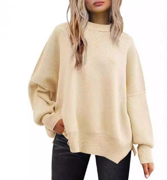 Damen Oversized Strickpullover mit breiten Ärmeln und strukturierter Oberfläche R&B