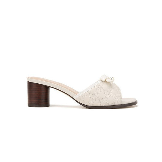 Damen modische Mules mit elegantem Perlenschmuck und komfortablem Absatz R&B