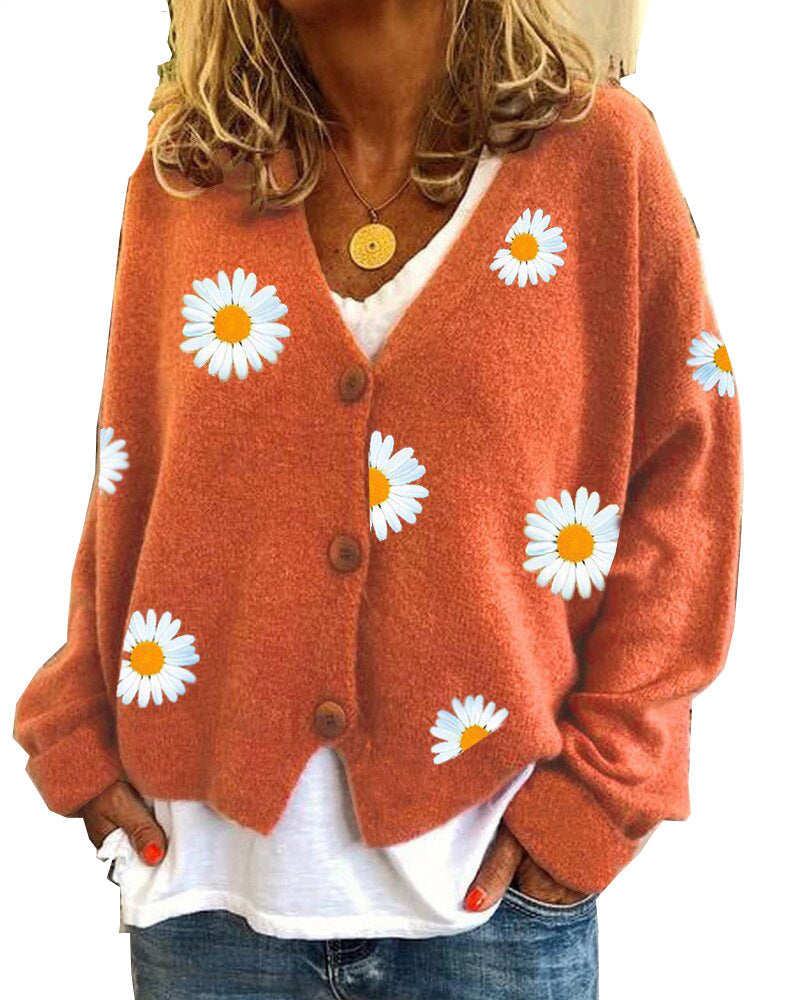 Damen Strickjacke mit floralem Design R&B