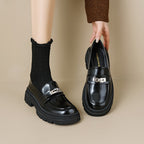 Damen Mokassins mit klobiger Sohle und eleganter Schnalle