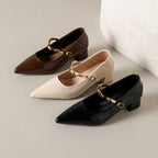 Damen Elegante Blockabsatz-Pumps mit glänzender Kette R&B