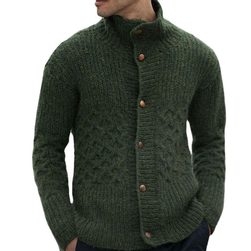 Herren Strickjacke mit dekorativem Zopfmuster und praktischem Stehkragen R&B