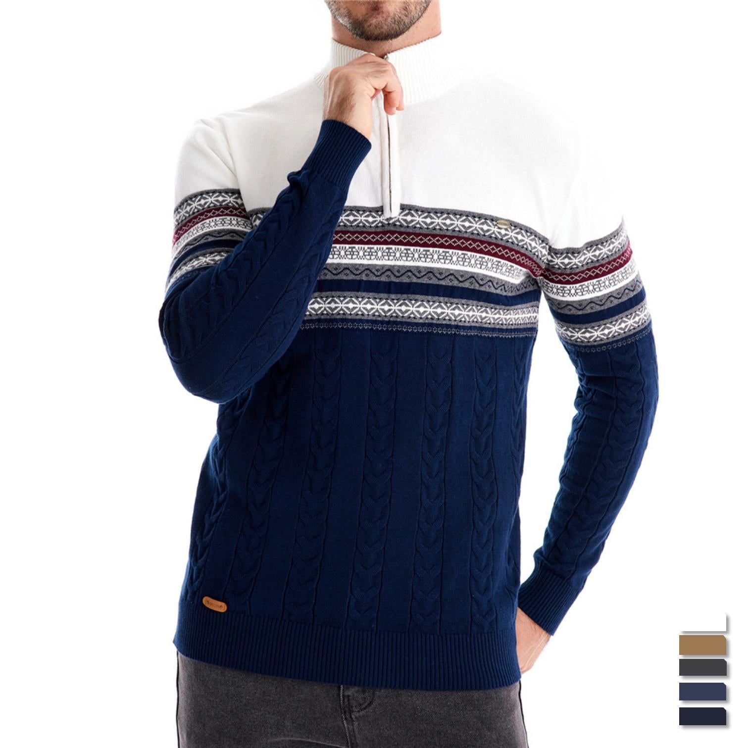 Herren modischer Pullover mit Reißverschluss und strukturiertem Design