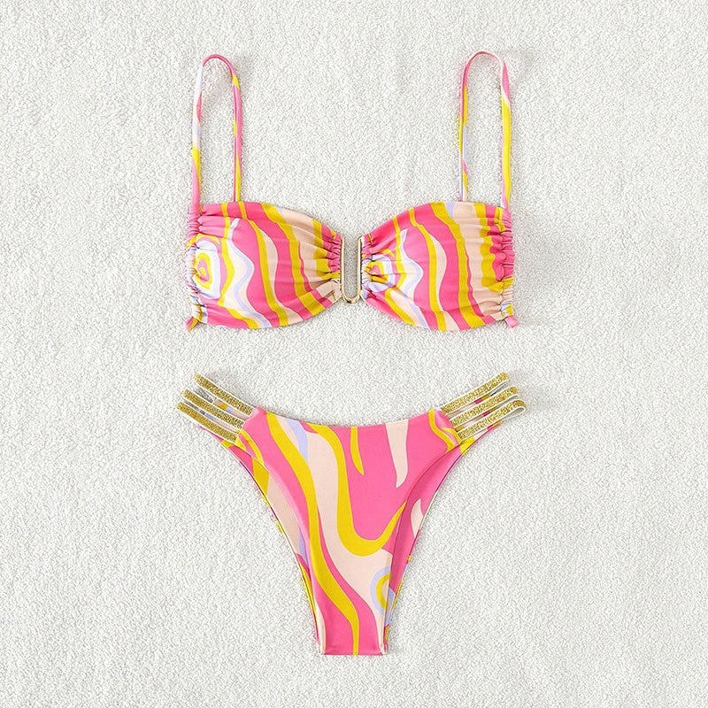Damen Bikini mit modischem Rüschendetail und trendigem Farbverlauf R&B