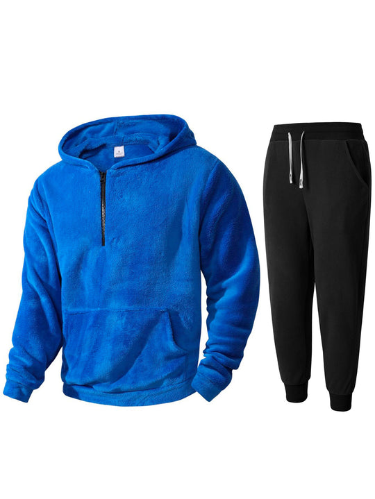 Herren kuscheliges Fleece-Hoodie und Jogginghose Set R&B