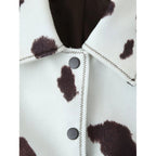 Damen Kunstlederjacke mit modernem Kuhfleckenmuster R&B