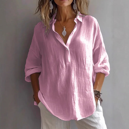 Damen Leichte Leinenbluse R&B