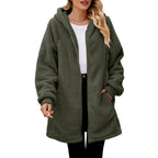 Damen Kuschelige Fleecejacke im oversized Stil mit Reißverschluss R&B