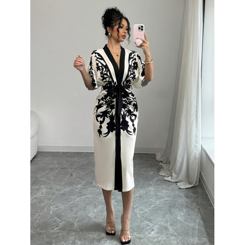 Damen Kimono-Style Kaftan-Kleid R&B