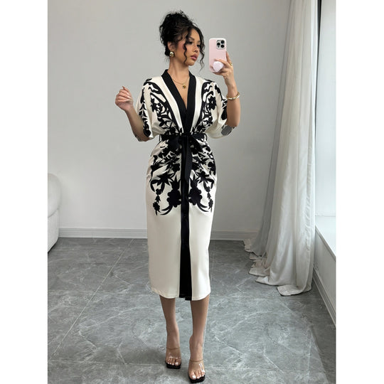 Damen Kimono-Style Kaftan-Kleid R&B