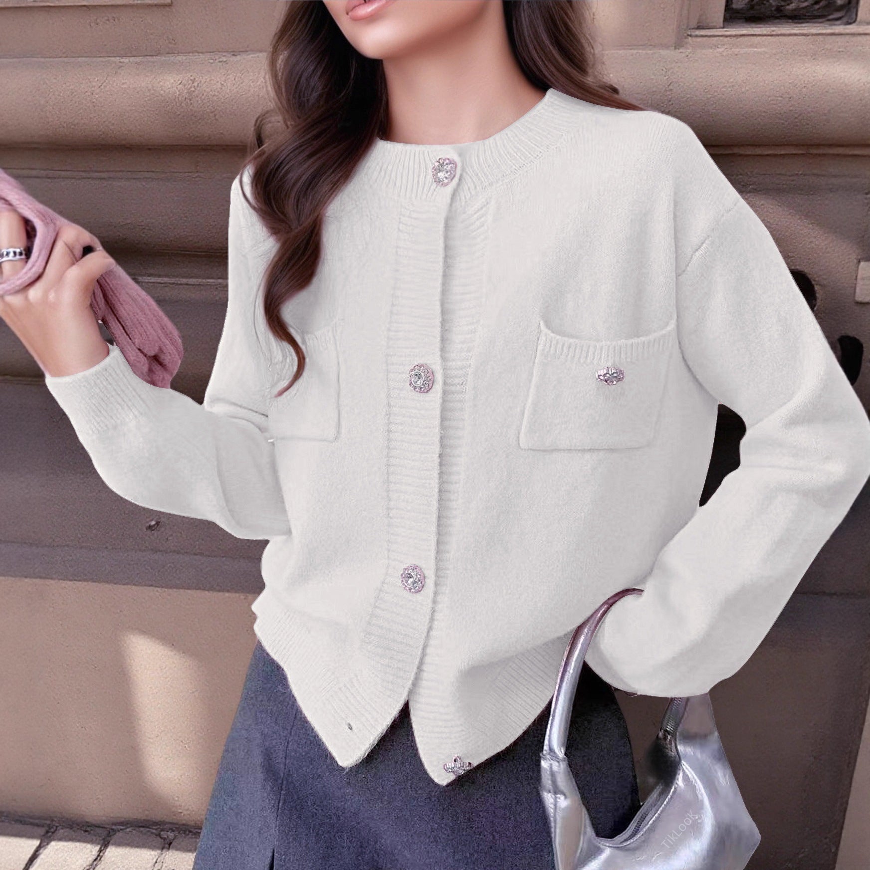 Damen Strickjacke mit eleganten Knopfdetails und praktischen Taschen R&B