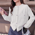 R&B | Strickjacke Wollmischung Lockere Passform Knöpfe Dekorative Taschen