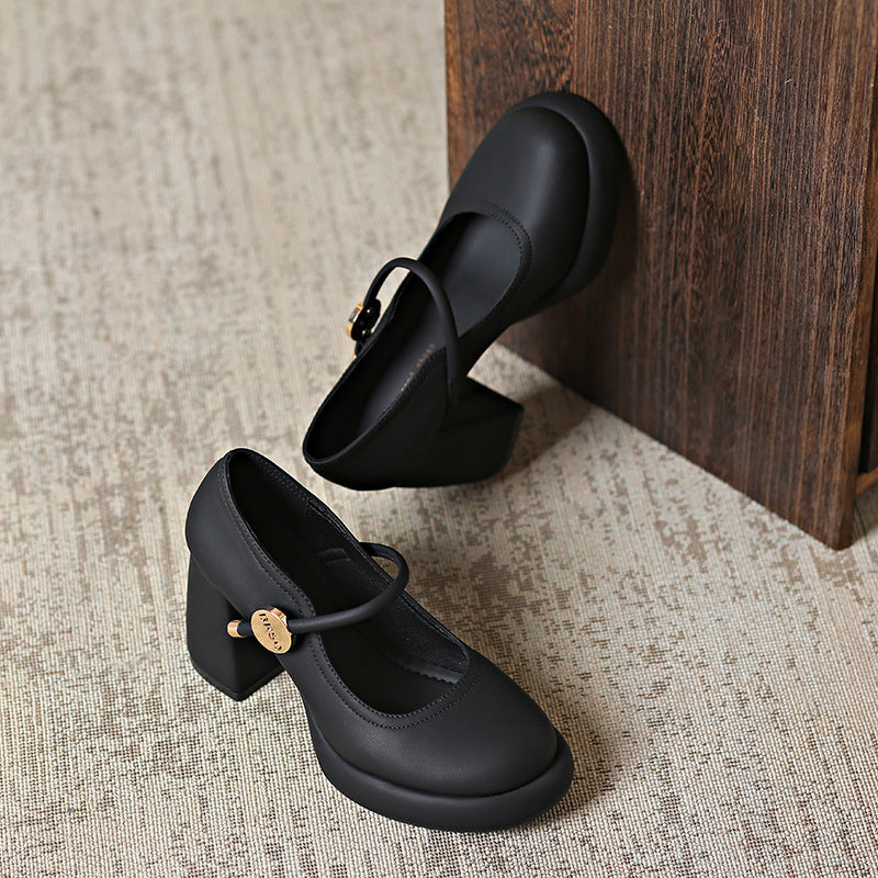 Damen hochhackige Mary Jane Schuhe mit modischem Blockabsatz R&B