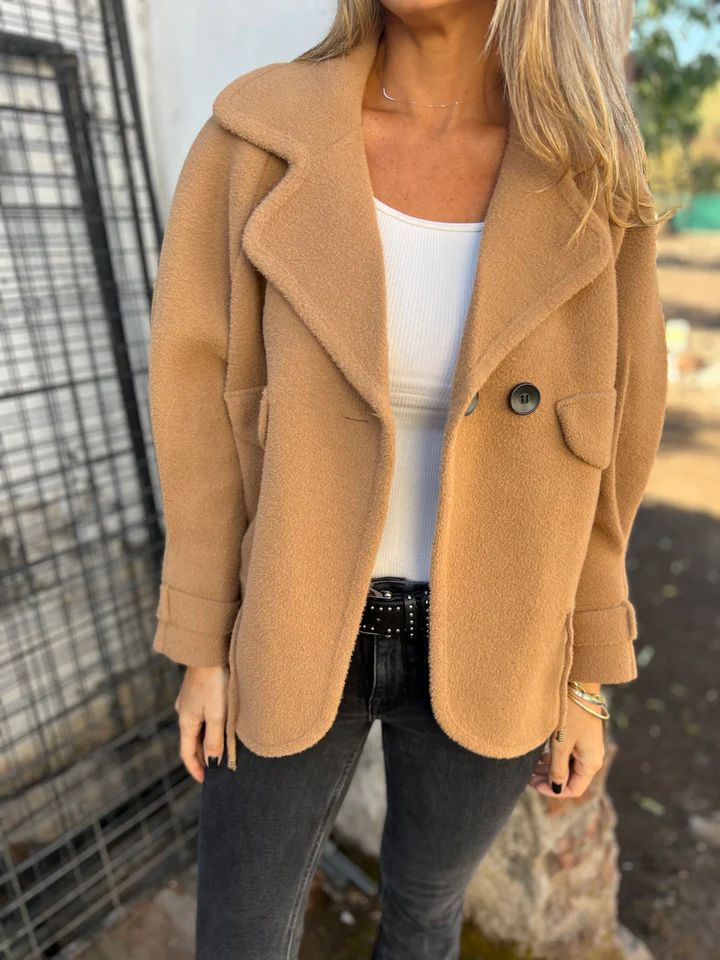 Damen Oversized Nachtjacke aus weichem Wollmix mit praktischen Taschen R&B