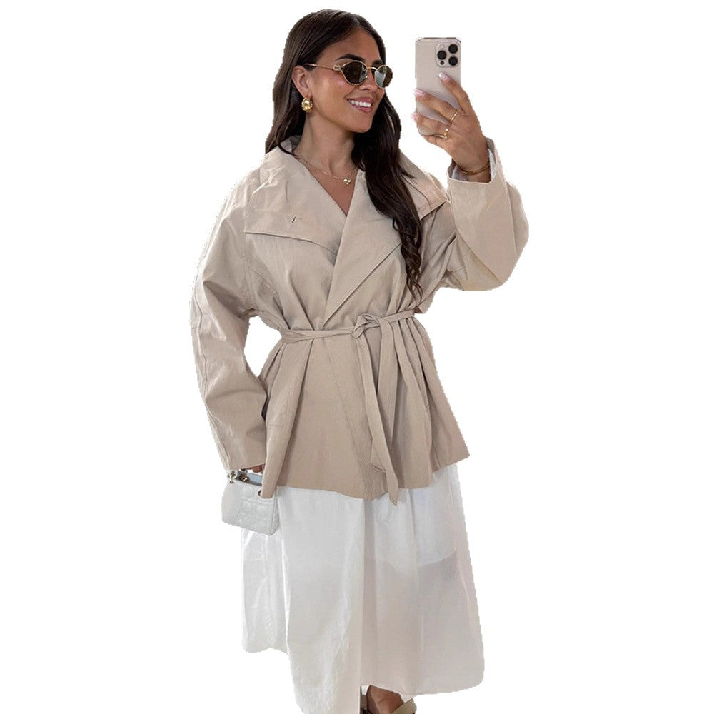 Damen Utility-Jacke mit eleganter Taillierung und abnehmbarem Gürtel R&B