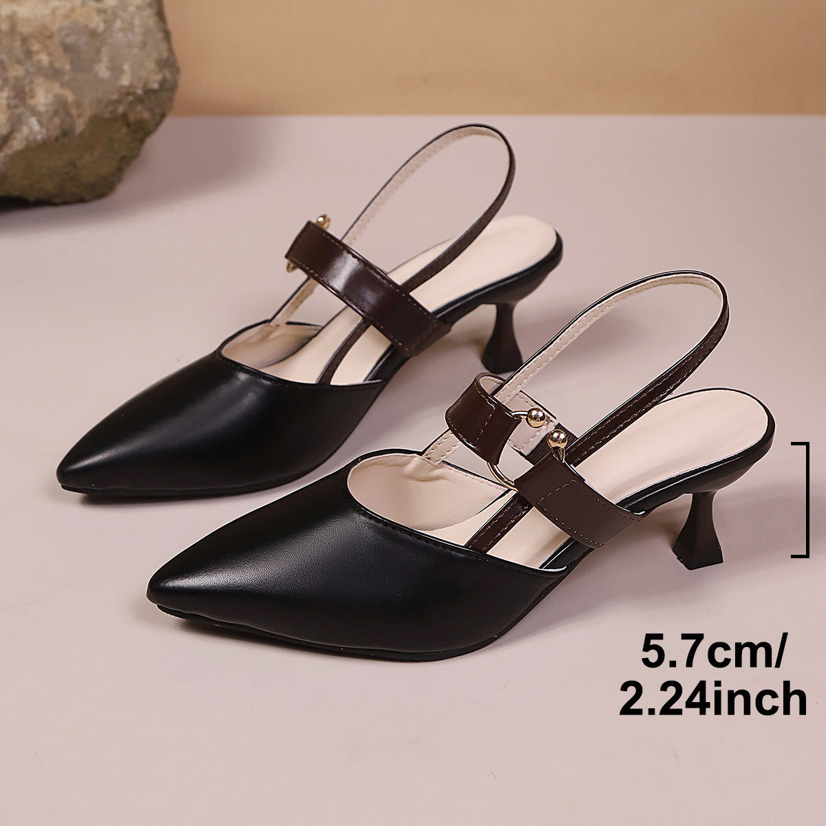 Damen Slingback-Pumps mit elegantem spitzem Design und modischem Riemen R&B