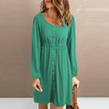 Damen Sommerliches Knopfkleid mit tailliertem Schnitt und langen Ärmeln R&B
