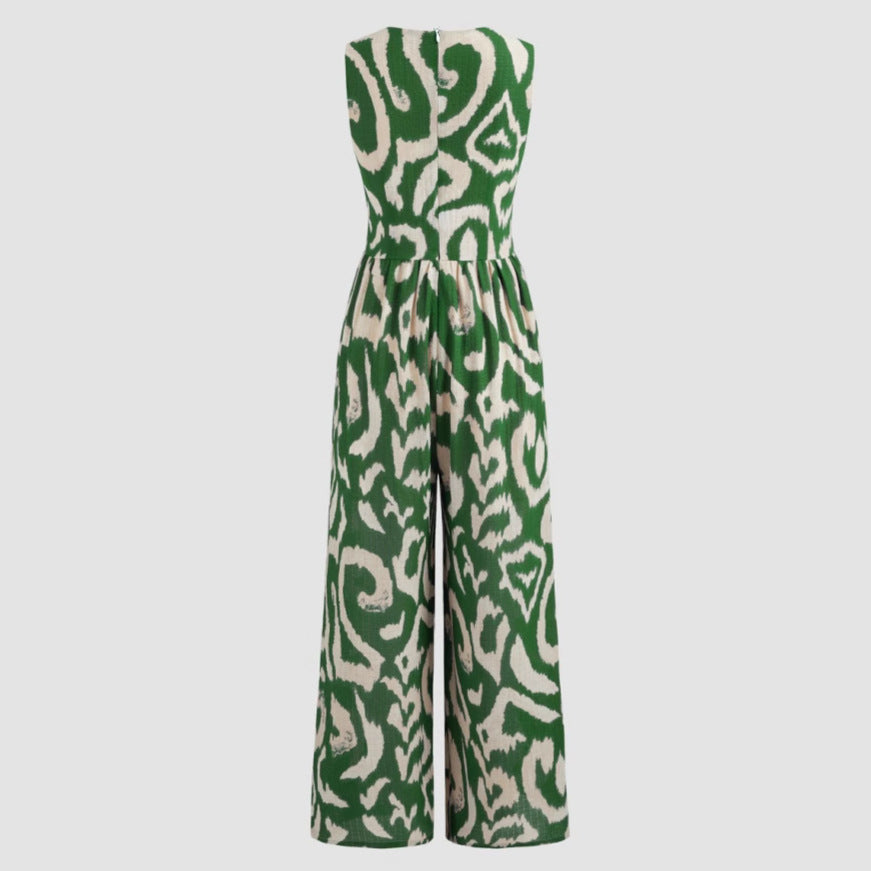 Damen Modischer Maxijumpsuit mit tiefem V-Ausschnitt und elastischem Taillengürtel R&B