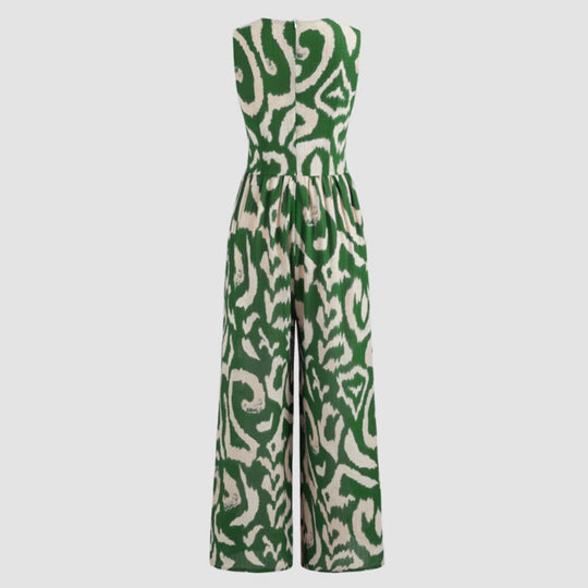 Damen Modischer Maxijumpsuit mit tiefem V-Ausschnitt und elastischem Taillengürtel R&B