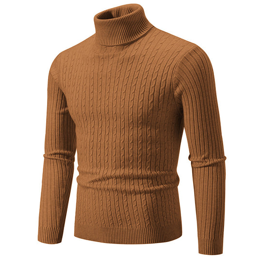 Herren Rollkragenpullover mit strukturiertem Zopfmuster R&B