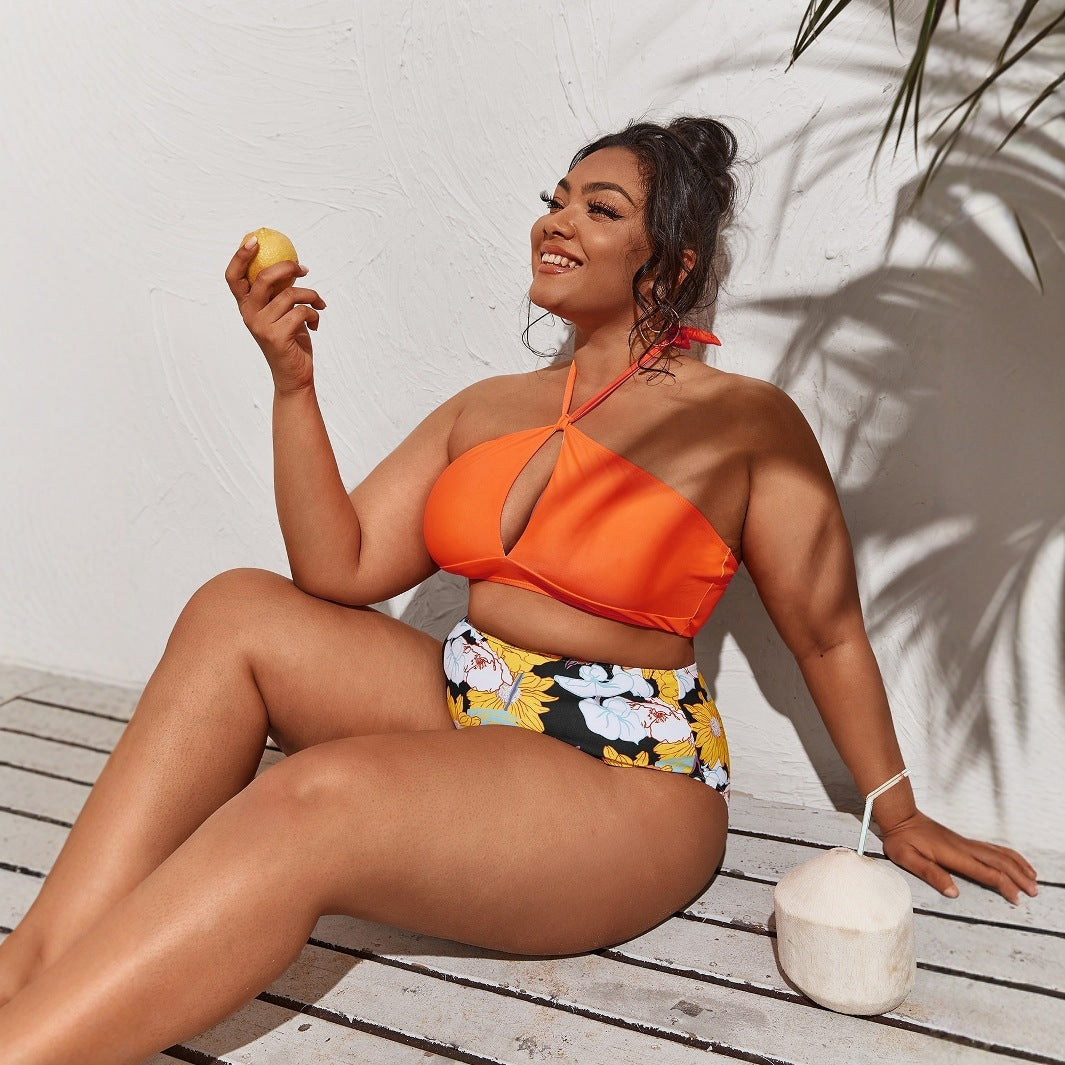 Damen Bikini-Set mit hoher Taille und verspieltem Blumenmuster R&B