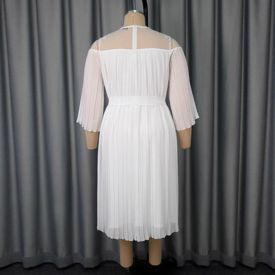 Damen festliches Faltenkleid mit Spitzenakzenten R&B