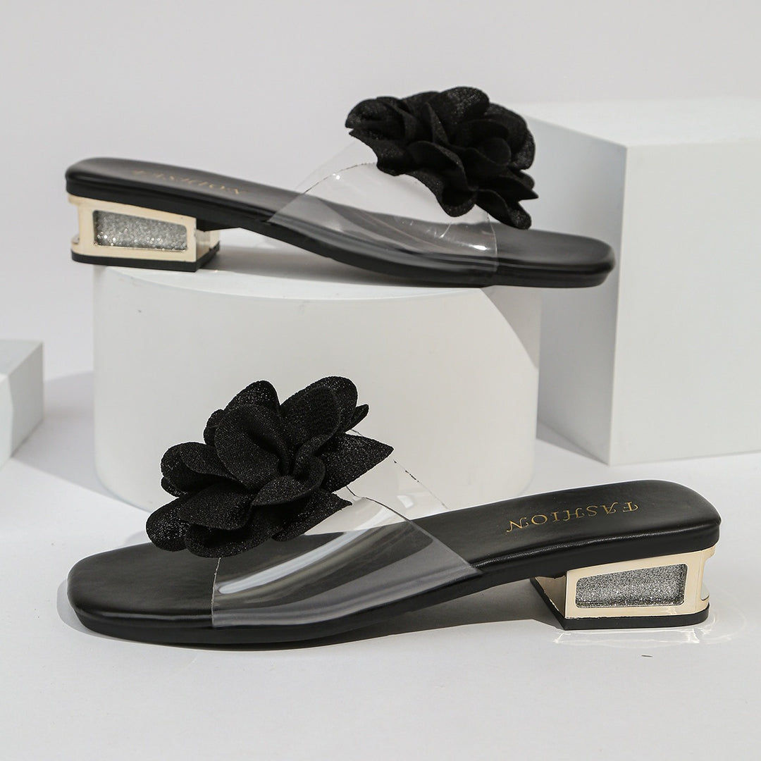 Damen Komfortable Slide-Sandalen mit eleganter Blumenapplikation und rutschfester Sohle R&B