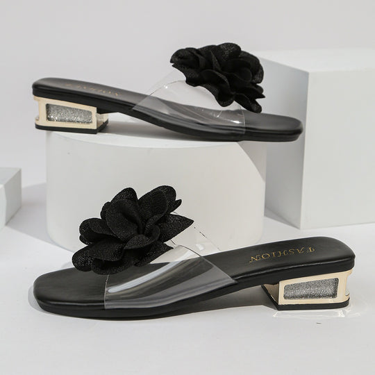 Damen Komfortable Slide-Sandalen mit eleganter Blumenapplikation und rutschfester Sohle R&B