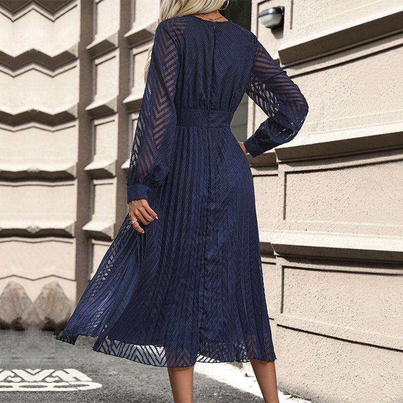 Damen Maxikleid mit fließendem Rock und eleganten Rüschendetails R&B