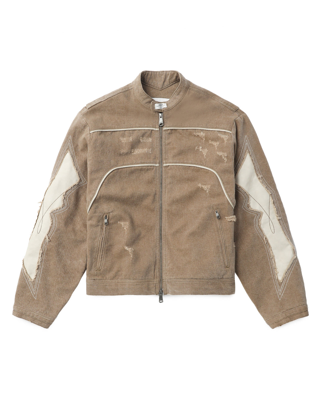 Damen Modische Jacke im Vintage-Stil mit kunstvollen Ziernähten und abgetragenem Effekt R&B